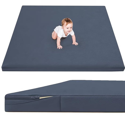 Waterproof Baby Play Mat for Floor 1.3"Thick Memory Foam 71 * 79 Cushion Playpen Playmat Tummy Time Crawling Mat Nursery Rug Pad Mattress Create Soft & Safe Area for Infants,Toddler,Kids,Navy