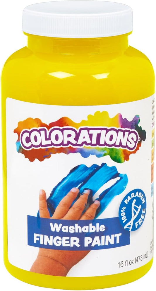 Colorations Washable Finger Paints, 16 fl oz, Yellow, Non-Toxic, Creamy, Vibrant, Kids Paint, Craft, Hobby, Fun, Art Supplies, Young kids, finger painting, hand painting