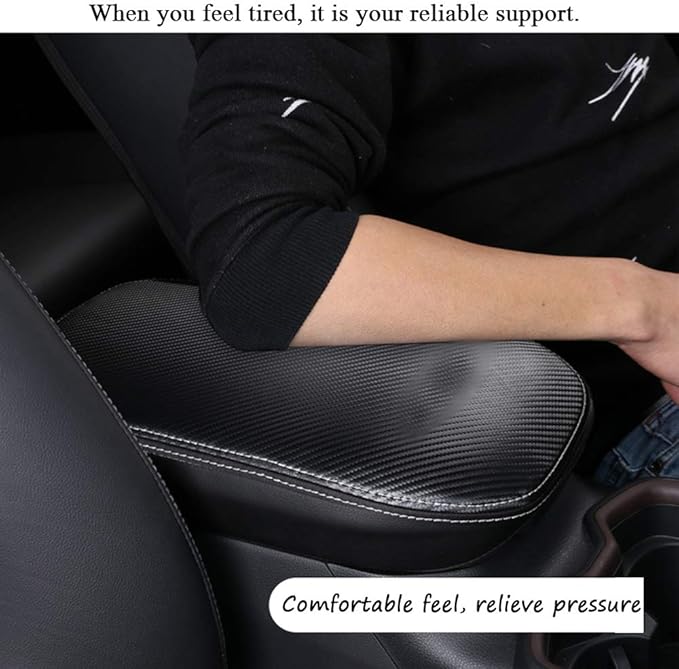 XITER Car Armrest Cover Saver, 1 Pc Center Console Pad Fit for Toyota RAV4 2019-2025, Central Console Armrest Box Protector Interior Accessories (Black skin and black line)