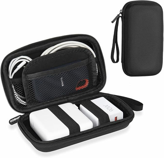 Ginsco Hard Shell Protection Case Electronic Accessories Organizer Pouch for MacBook Air/pro Adapter Chargers Cables Power Bank, for Sandisk Portable SSD Flash Disk SD Card (Black)