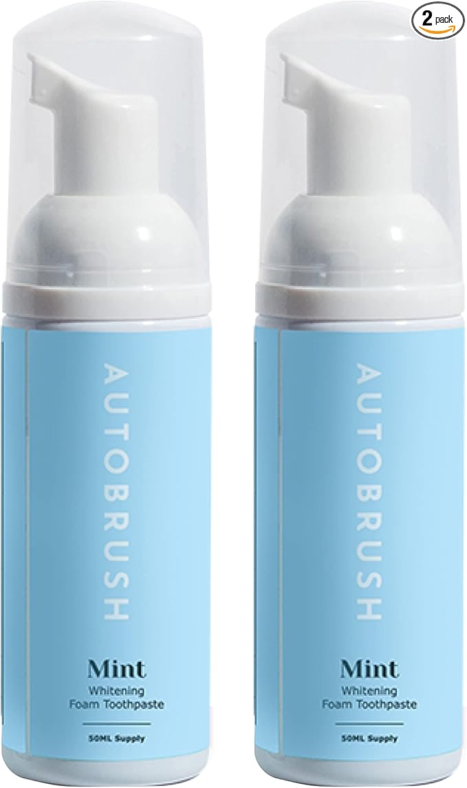 autobrush Original Mint Flavor Fluoride-Free Foaming Toothpaste for Adults, Whitening & Deep Cleaning, Travel Friendly, Anti-Cavity, Foam Toothpaste (2 Pack)