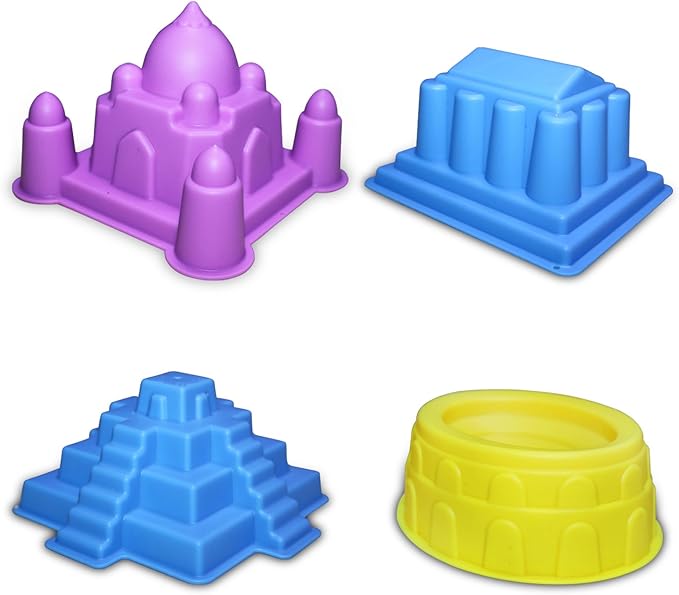 Advanced Building Sand Molds and Tools Kit - Works with All Other Play Sand Brands - 37 Pieces Includes: Castle, Bricks and Walls Molds, and Tools - Sand Not Included