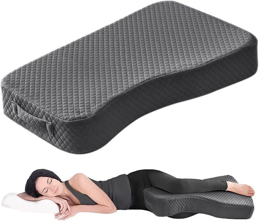 Leg Pillow for Side Sleepers, Memory Foam Knee Pillow for Side Sleeping, Leg Elevation Pillow for Hip/Back/Sciatica Pain Relief Helps Spine Alignment -15"x25" (Grey, M)