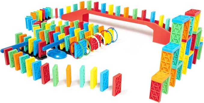 Bulk Dominoes Kinetic Domino Kit | Dominoes Set, STEM STEAM Small Toys, Family Games for Kids, Kids Toys and Games, Building, Toppling, Chain Reaction Sets (143pc)