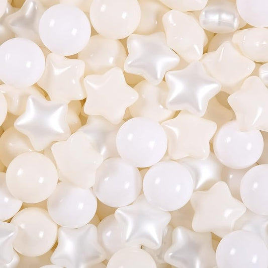 GOGOSO Star Ball Pit Balls for Toddlers, Star Beige Plastics Balls for Ball Pool Birhtday Party Girls Kids with Storage Bag, 2.17inches 100pcs/sets for Friendship Bracelet