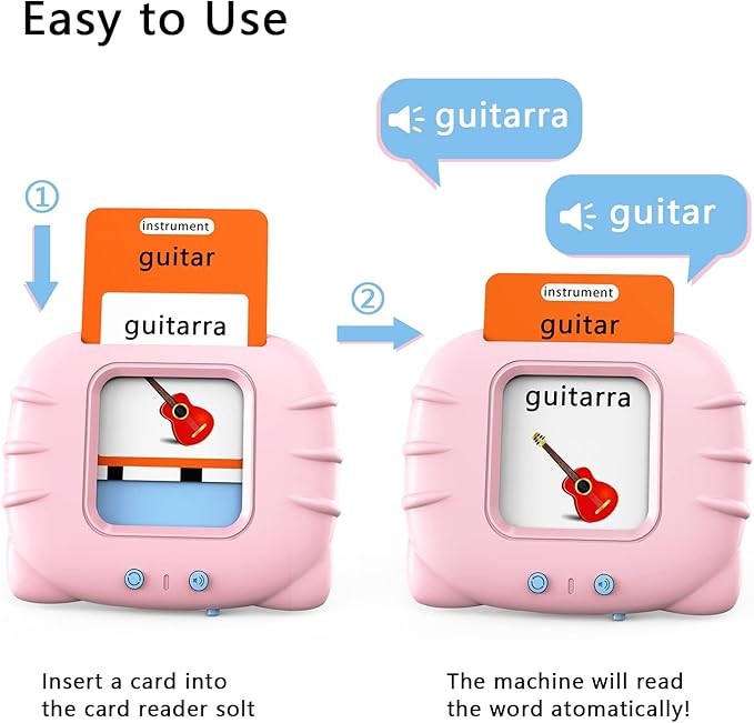 Lapare Spanish and English Bilingual Audible Flash Cards Toy with Music for Toddlers 1 2 3 4 5, Learn Spanish and English for Kids, Niñas, Niños, Bebes