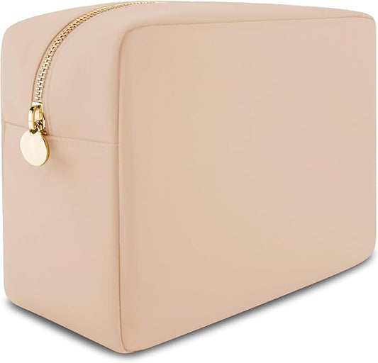 DANCOUR Nylon Makeup Bags for Women Large Preppy Travel Toiletry Pouch Cosmetic Bag Makeup Organizer