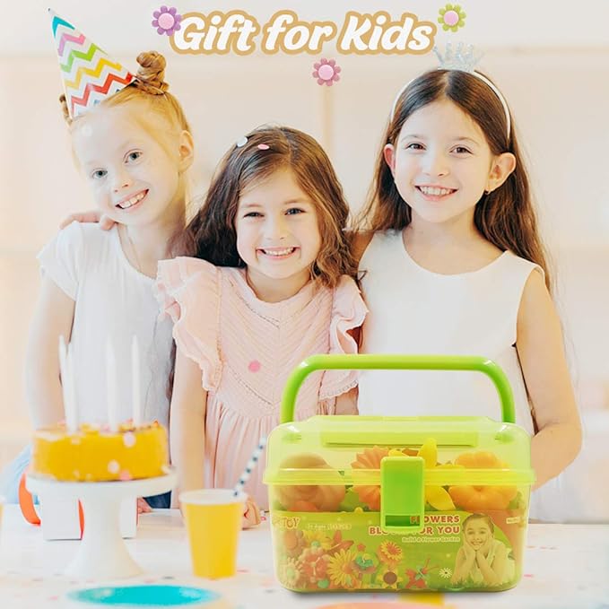 VERTOY Flower Garden Building Toy Set for 3, 4, 5, 6 Year Old Girls, STEM Educational Activity Games and Girls Birthday Gift for Age 3+ yr Toddlers and Kids, 143 pcs