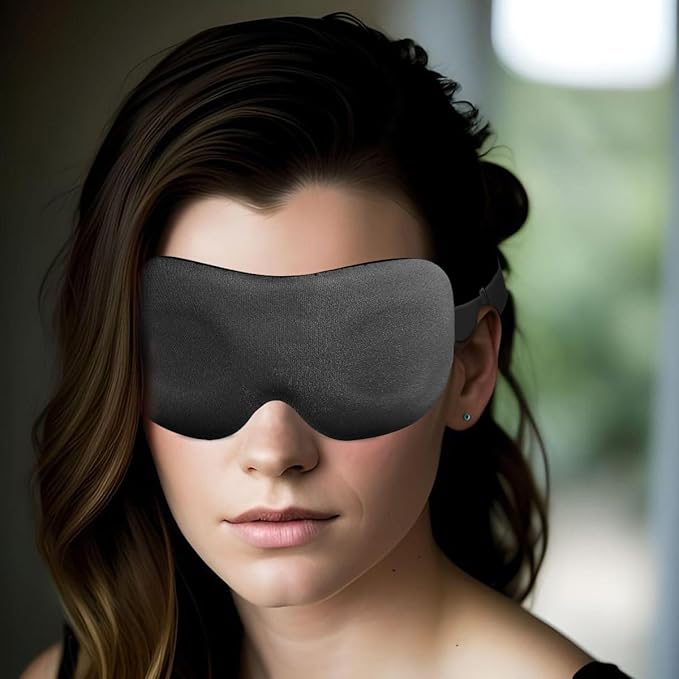 DTS Eye Sleep Mask for Side Sleepers Men Women Zero Eye Pressure 3D Cups Complete Light Blocking Night Blindfold with Adjustable Strap Shade Cover Sleeping Mask for Travel Nap Work Home (Black)