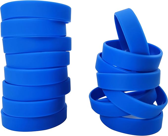 30 PCS Silicone Bracelets Wristbands for kid, Sports Rubber Elastic Wristband Bracelet for Party Decorations Favors Set Pack Blue