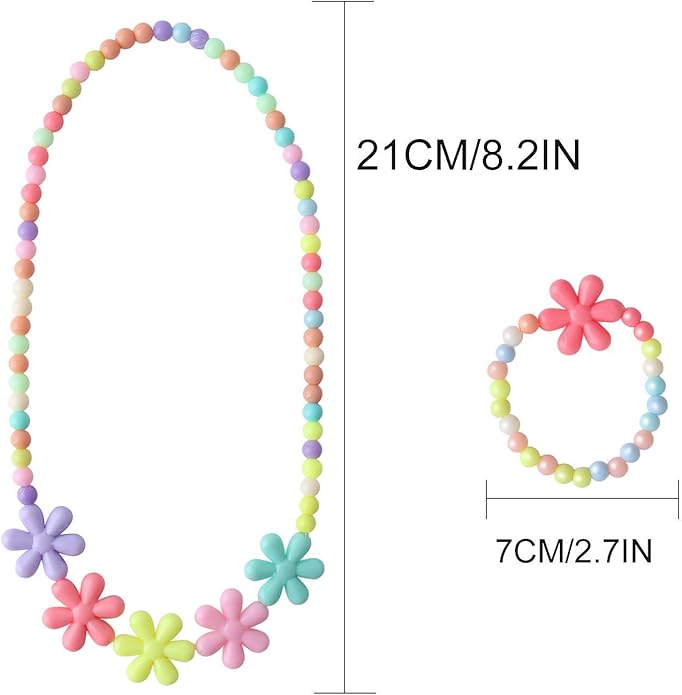 3Set Princess Pretend Play Necklace Bracelet Set Kit or Bracelets Packs Kids Play Jewelry Little Girls Costume Necklaces Toddler Dress up Jewelry Xmas Gift