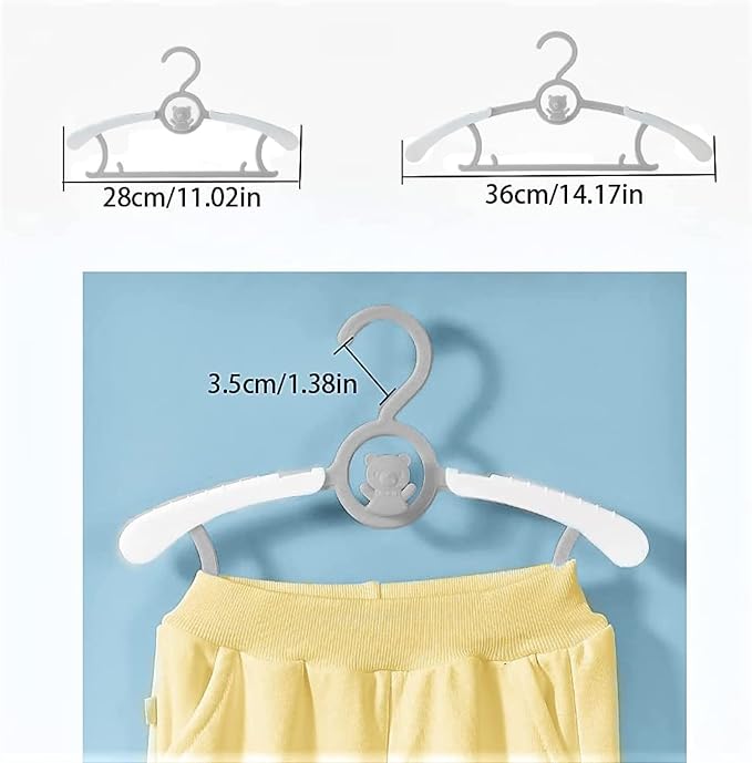 HGYZE Baby Nursery Closet Hangers, Ultra Thin Non-Slip and Extendable Laundry Infant Pant Hanger for Newborn Clothes - 20pcs Grey Gift - Adjustable Children Coat Hanger for Girl Boy Toddler Kids Child