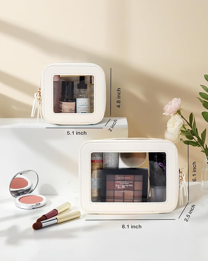 FFpaw Travel Clear Makeup Bag Set, TSA Approved Cosmetic Bag Case with Zipper Portable Makeup Pouch Toiletry Bag Women Traveling Cosmetic Organizer Storage Bag Car Organizer Car Essentials for Women
