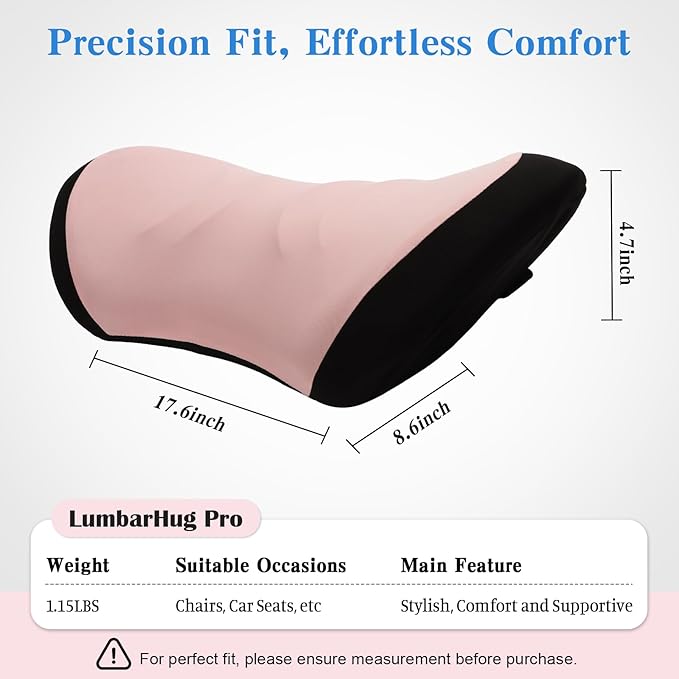 Lumbar Support Pillow for Office Chair - Lumbar Pillow for Car - Ergonomic Lumbar Support Pillow for Car Back Support Cushion
