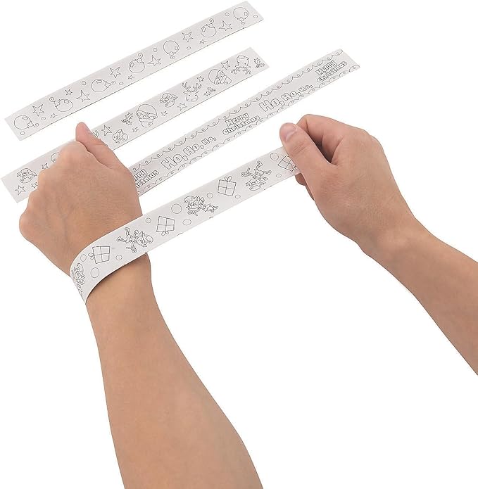 Color Your Own Christmas Slap Bracelets (48Pc) - Crafts for Kids and Fun Home Activities