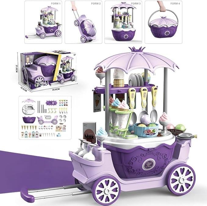 Ice Cream Toy for Kids Toddler Play Set Pretend Toy 69 Piece for Children 3-12 Years Old Kitchen Food Toys