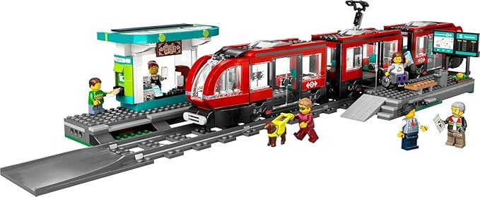 LEGO City Downtown Streetcar and Station Train Set - Kids Toy Train Building Set for Pretend Play & Imagination, Ages 7+ - Gift Ideas for Boys & Girls Birthdays - 60423