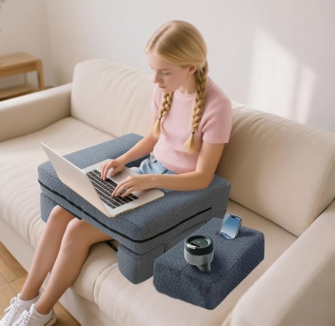 Extra Large Reading & Gaming Pillow with Coaster, Lap Desk Pillow for Laptop for Adult, Memory Foam Bed Desk for Working, Gaming, Reading & Writing Laptop Desk for Couch Bed Floor (Star Gray)
