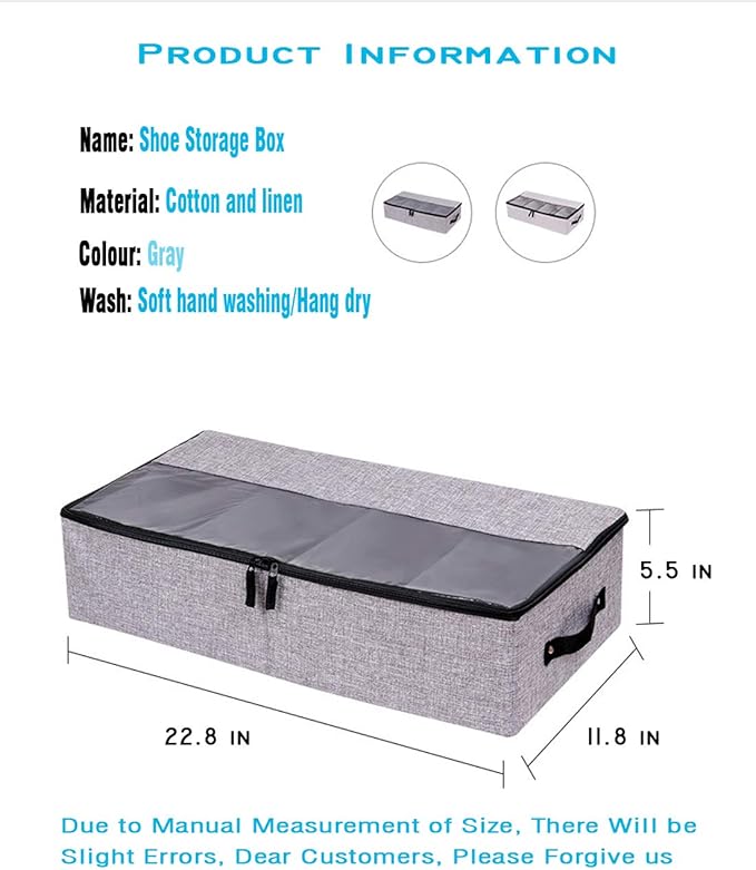 AARAINBOW 2 Packs Foldable Under Bed Clothes Organizer with Lids, Underbed Storage Container with Adjustable Dividers, UnderBed Storage Bins with Handles and Clear Window (Gray+Light Gray)