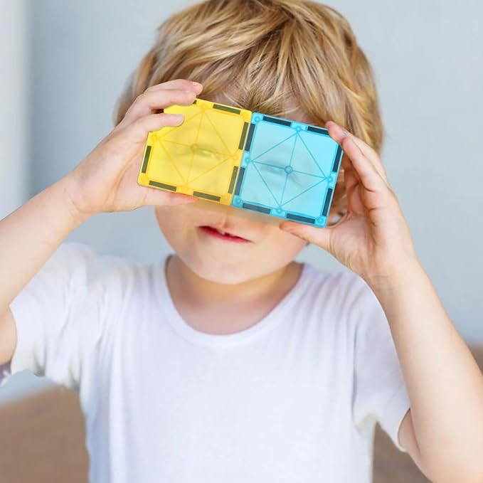 Jasonwell Magnetic Tiles Kids Magnetic Blocks Building Sets 3D Magnet Tile Building Blocks Toy Construction Educational STEM Toys Gifts for Toddlers Boys Girls 3 4 5 6 7 8 9 10 + Year Old