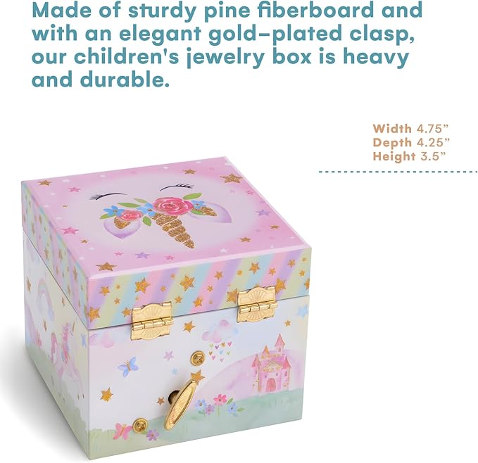 Jewelkeeper Jewelry Box for Girls with 1 Drawer - Unicorn Musical Jewelry Boxes, Beautiful Dreamer Tune, Spinning Unicorn Doll, Little Girl Jewelry Box, Gifts for 5 Year Old Girls, Engineered Wood