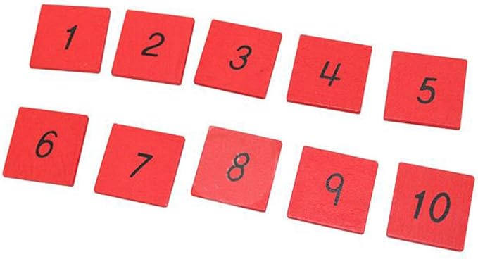 YHZAN Montessori Mathematics Material - Small Numerical Rods with Number Tiles Order of Number and Quanlity Learning Blue Red Color W/Wooden Box Family Version
