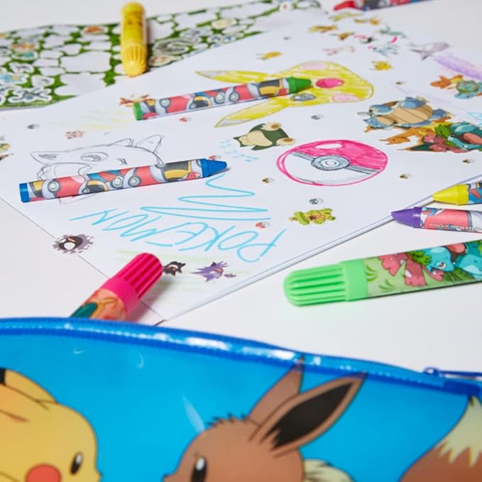 Innovative Designs Pokemon Kids Coloring Art and Sticker Set, 30 Pcs. & Craft Supplies with Pencil Case