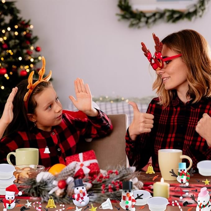 24 Pack Build a Snowman Kit Christmas Crafts for Kids, Modeling Clay DIY Xmas Snow Toys Christmas Arts and Crafts for Kids Vacation Gift School Winter Party Fun Indoor Decorations