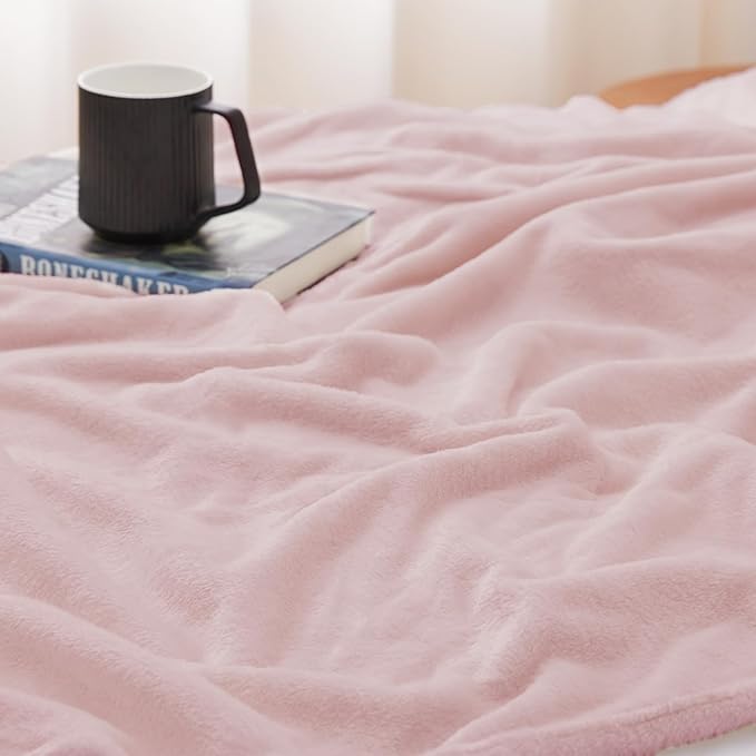 CozyLux Fleece Bed Blankets Throw XL Size Pink - 300GSM Soft Lightweight Cozy Plush Fuzzy Microfiber Flannel Blanket for Travel Camping Chair and Sofa, 50x70 inches