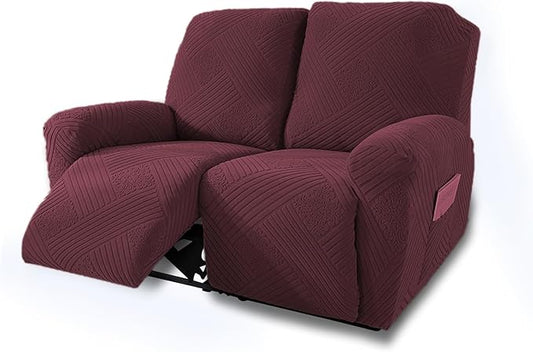 NORTHERN BROTHERS Recliner Loveseat Covers - Recliner Sofa Covers 2 Seater Loveseat Covers for Reclining Loveseat Recliner Cover, Wine Red