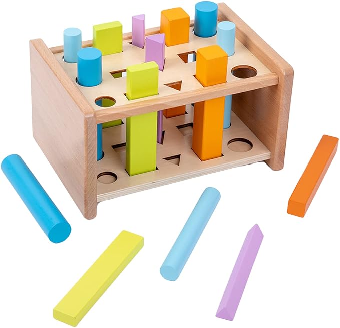 Montessori Shape Matching Toys Wooden Shape Sorting Toys Color Shape Sorting Sticks Toys for 1-3 Years Old Children Educational Toy for Preschoolers