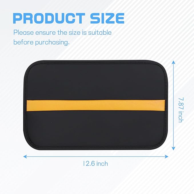 wuyaoyao Car Center Console Cover, 12.6"×7.87" PU Leather Armrest Cover for Cars, Stylish Auto Armrest Cushion Pad, Waterproof Vehicle Arm Rest Protector, Interior Car Accessories (Black+Orange)