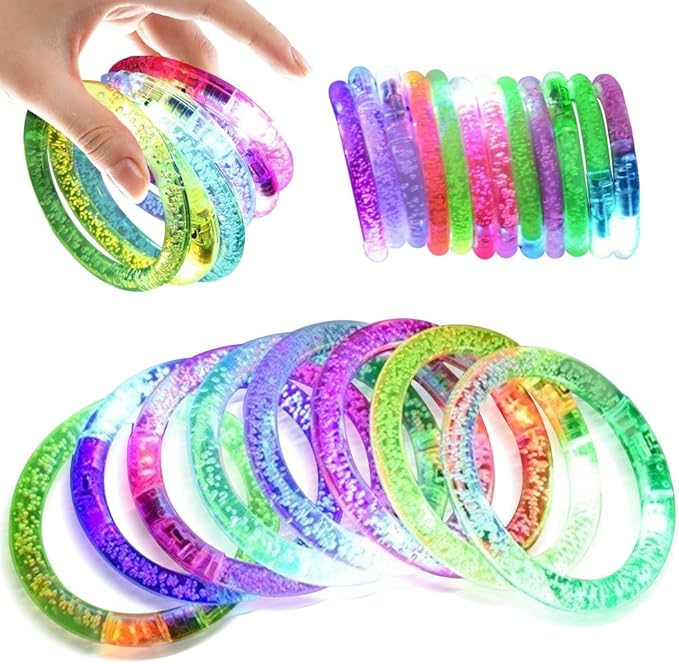 12pcs Glow Bracelets with 12pcs Spare Batteries Glow in The Dark Bracelets Toys for Party Favors