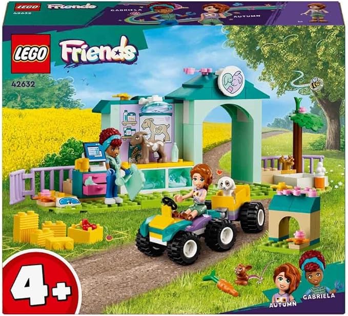 LEGO Friends Farm Animal Clinic, Farm Set with Veterinarian Toy for Children from 4 Years, Includes 2 Figures and 3 Animals Including Goat and Rabbit Figure, Gift for Girls and Boys 42632