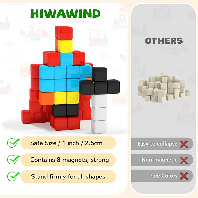 Magnetic Blocks, Toddler Toys for 3 4 5 Year Old Boys Girls, Building Stem Preschool Learning Magnet Sensory Toys for Kids,Classroom Must Haves Christmas Toys Birthday Gifts for Kids 3+…