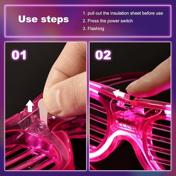 25 Pack Light Up Glasses Party Favor, LED Sunglasses Bulk 5 Colors Neon Accessories Glow In The Dark Party Supplies Toy for Kids & Adults Fit All Size, Gamer Laser Tag Birthday Holiday Wedding