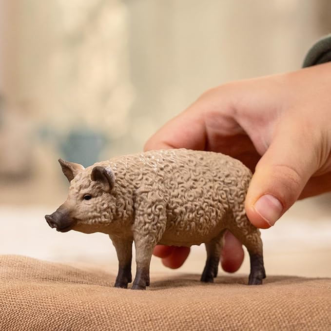 Schleich Farm World - Cute, 4" Mangalica Pig Toy for Kids. Realistic, Farm Animal Toys for Boys and Girls. Fun Educational Figure for Screen-Free, Imaginative Learning for Children Ages 3+ 14892