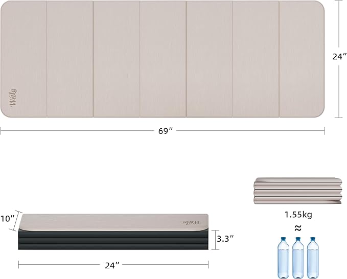 1/2 Inch Extra Thick Yoga Mat Pilates Equipment, 69"x24" Odorless Workout Mats for Home Gym, Non-slip Exercise Mats for Women Men Home Workout, Foldable Yoga Mats for Travel Camping Sleeping