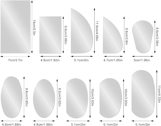 Heyous 10PCS Stainless Steel Clay Pottery Moulding Set Sculpture Ceramic Modelling Tool Clay Spade Cake Baking Scraper Blade for Smooth Finishing and Fingerprint Removal