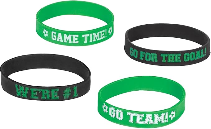 Amscan Football Team Bracelets , Black and Green, 8 Pcs