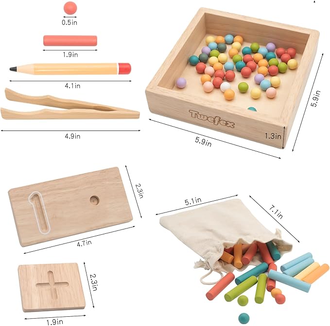 Montessori Counting Toys for Toddlers | 3 in 1 Wooden Peg Board and Montessori Counting Beads Math Toys for Kids Age 3 4 5 | Toddler Wooden Number Learning Montessori Toys
