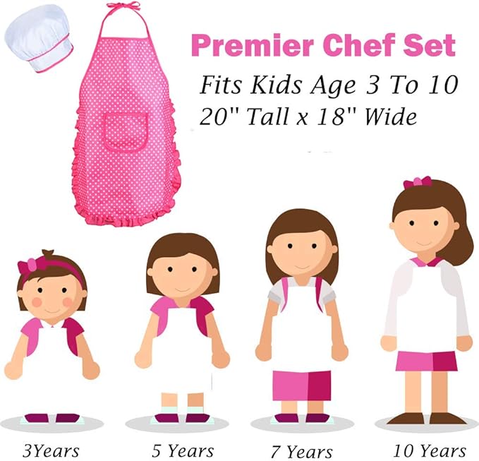 HmiL-U Chef Set for Kids - 13 Pcs Kids Cooking and Baking Set Includes Kids Apron, Chef Hat, Utensils, Cooking Mitt for Kids Chef Role Play Set , Gift for 3 Year Old Girls and up …