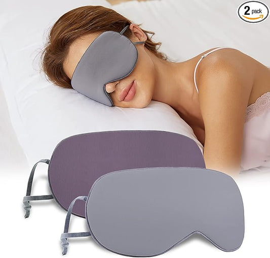 Sleeping Mask 2 Pack, Warm, Cool Double-Sided Use of Sleep Mask, Super Soft Blindfold with Adjustable Strap, Block Out Light, Comfort Sleep Eye Mask for Travel Meditation Nap