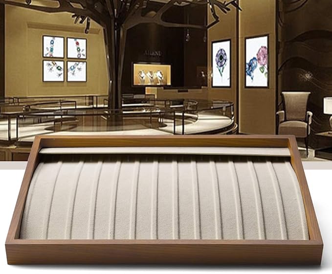 Oirlv Wood 13 Grids Necklace/Bracelet/Pendant Display Tray Jewelry Drawer Organizer Stackable Jewelry Trays (Creamy-white)