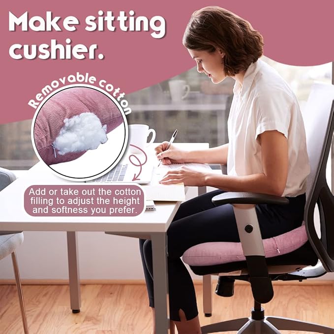 Stuffed Donut Pillow Seat Cushion | for Tailbone and Coccyx Pain, Hemorrhoids, Bed Sores, Pregnancy, Prostate, Surgery Recovery, Sitting Pressure Relief, for Home, Office and Car (Dusty Pink)