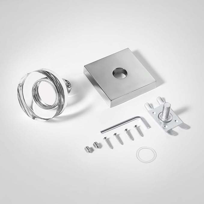 coolnews 4 Pack Glass Dummy Door Knobs Interior, Single Side Crystal Dummy Door Handle for Closet/Hall, Polished Chrome