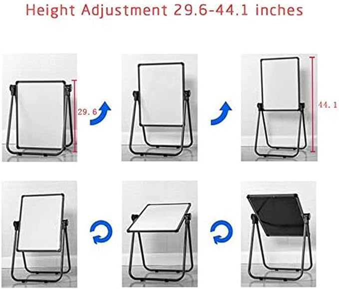 Kids Standing Easel 29.5inch-44inch Height Adjustable 360°Rotating Whiteboard&Chalkboard Double Sided Easel for Kids