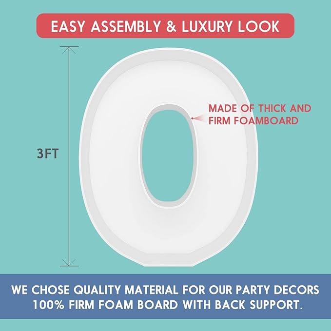 3FT Tall Mosaic Balloon Frame Letters Big Marquee Light Up Letters DIY Kit for Birthday Party Wedding Backdrop Decor Letter O Pre-Cut Foam Board