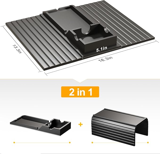 Bamboo Couch Armrest Table, Sofa Arm Tray with Detachable Couch Cup Holder- 2 in 1 Anti-Slip Foldable Sofa Armchair Caddy Table for Drinks Cellphone TV Remote Snacks (Black)