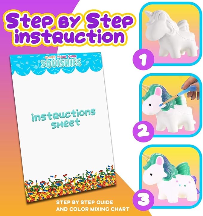 Insnug Sensory Toys Squishy Toy Food - Stress Relief Squishies for Girl Kids Age 4 6 8 10 Kawaii Jumbo DIY Slow Rising Squeeze Autism Unicorn Gift Ice Cream Cake Milk Shake Donut Painting Art Set